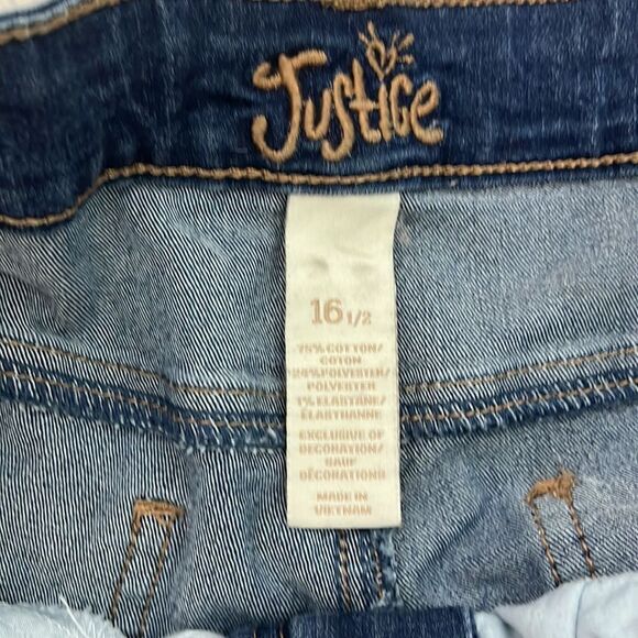 Justice Embroidered Denim Shorts Girls 16.5 - Picture 4 of 5